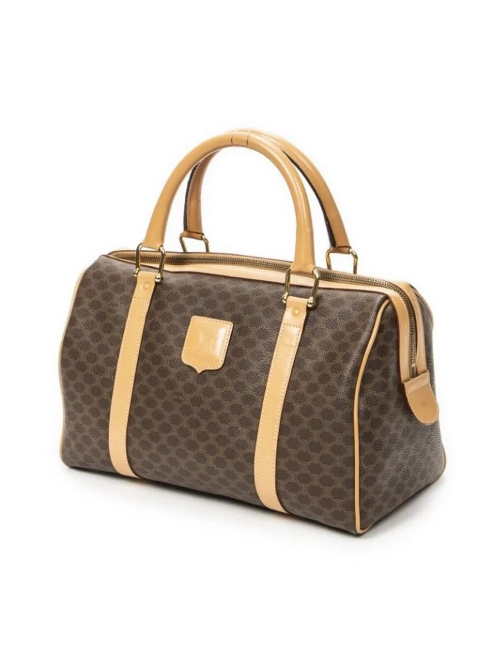 Celine Small Boston Brown Macadam Canvas Shoulder Bag - Picture 2 of 10